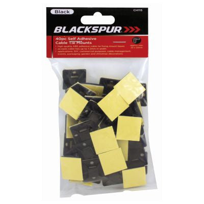 Blackspur 40 Piece Self Adhesive Cable Tie Mounts Blackspur 40 Piece Self Adhesive Cable Tie Mounts